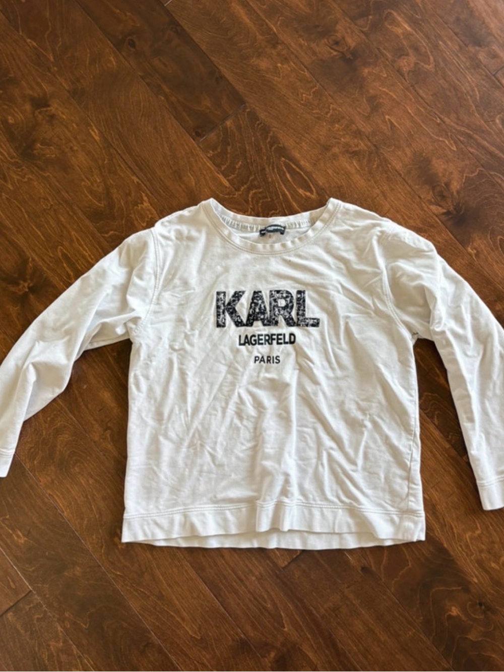 Karl Lagerfeld Paris White Logo Long-Sleeve Top